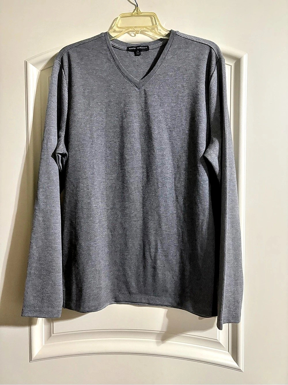 Robert Barakett Long Sleeve V-Neck Tee Men's Gray Large